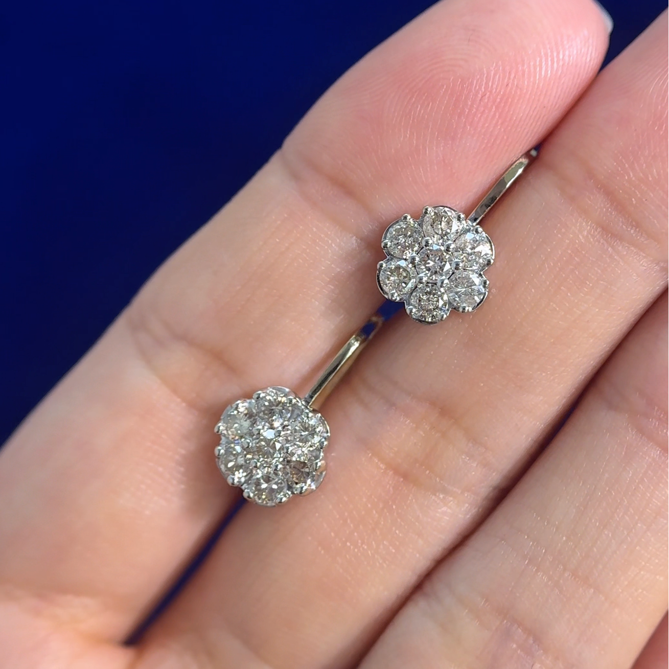 14k Yellow Gold USR-lock on 10k White Gold and 0.58ctw Champagne Round Diamonds Custom Replica of the Earring