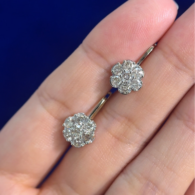 14k Yellow Gold USR-lock on 10k White Gold and 0.58ctw Champagne Round Diamonds Custom Replica of the Earring