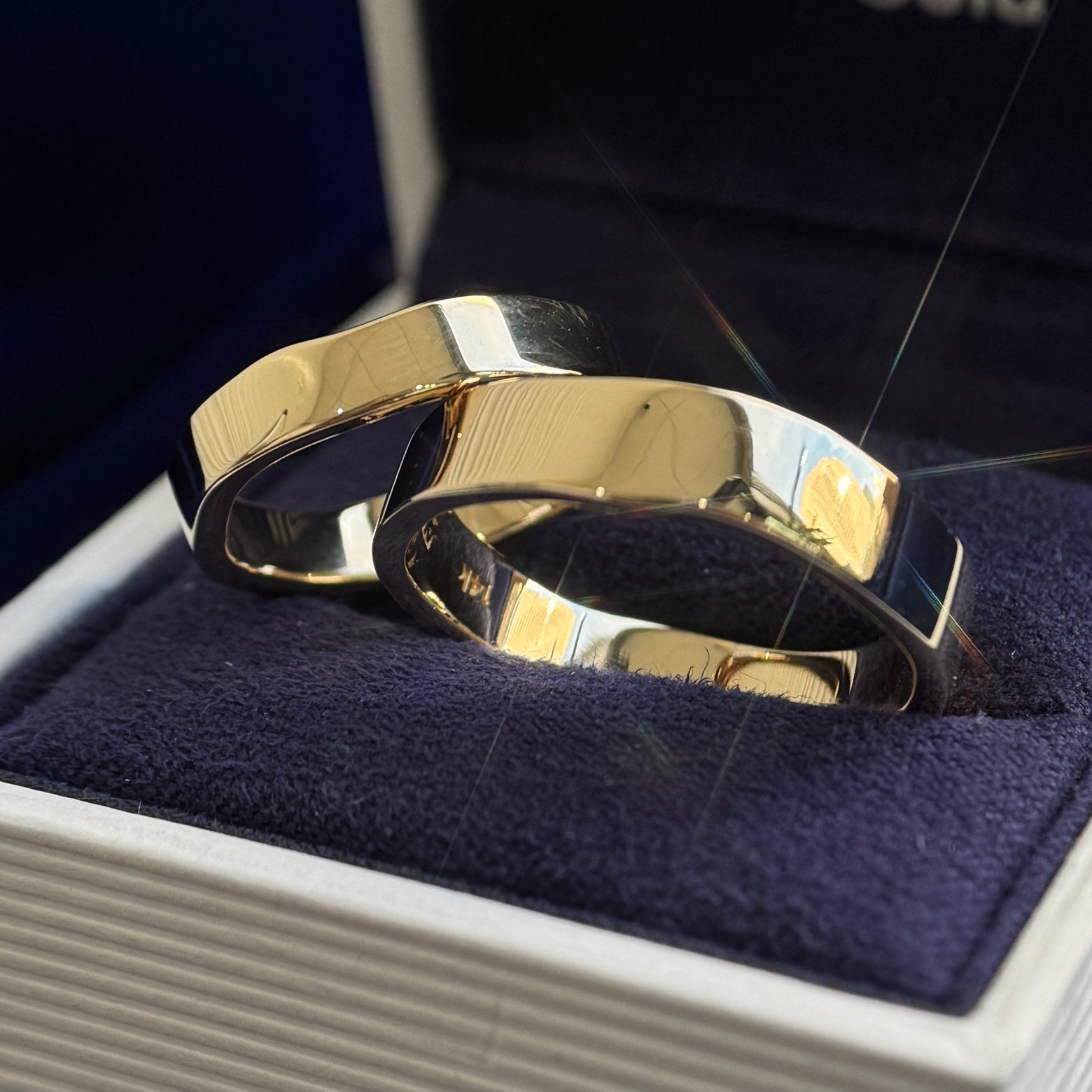 14k Yellow Gold 4mm Uneven Custom Band and 14k Yellow Gold 5mm Uneven Custom Band, size 5.75 and size 11