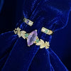 Marquise Purple Sapphire  & Open Curvy Ring Set