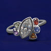 Platinum Gemstones Cluster Ring