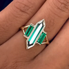 Three lab emeralds ring