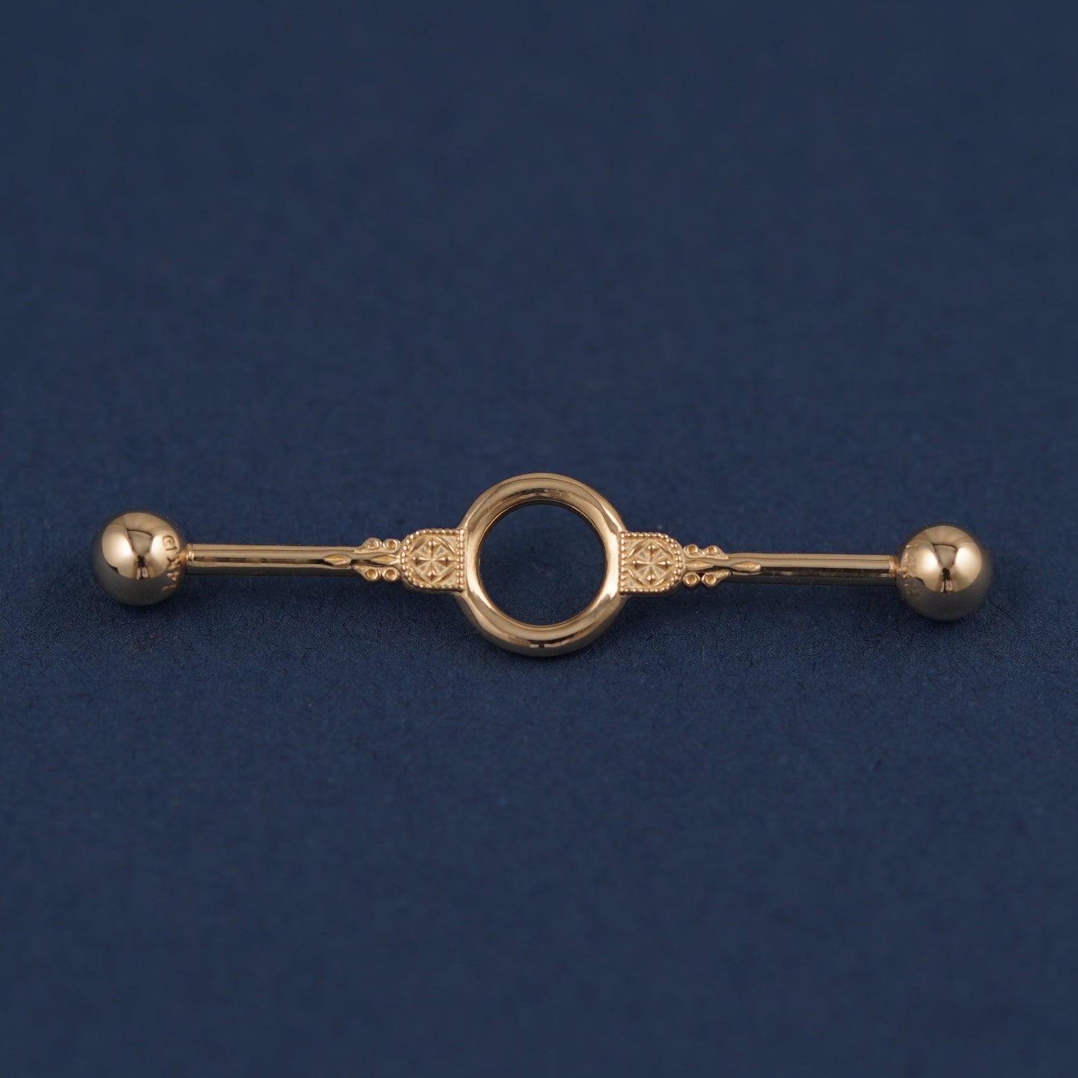14k Yellow Gold Industrial Barbell Vintage Inspired Custom Piercing