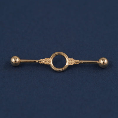 14k Yellow Gold Industrial Barbell Vintage Inspired Custom Piercing