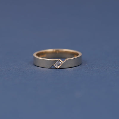 14k Yellow Gold and Baguette Diamond Sideways Set Custom Band Ring