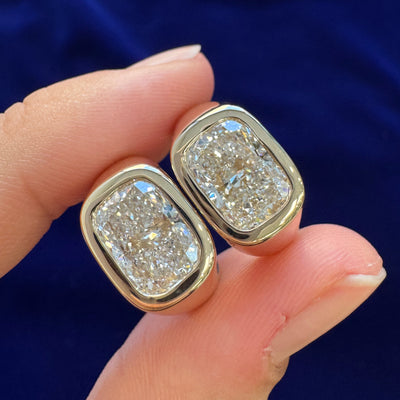 14k Yellow Gold and 2.7ct Cushion Lab Diamond Asymmetrical Signet Tapered to 3mm Band Custom Ring, size 3.5 and 4.75