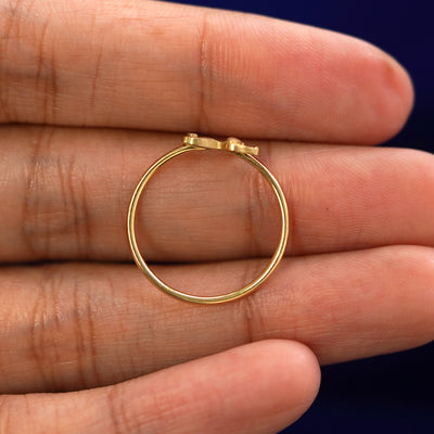 Underside view of a solid 14k gold Dog Ring