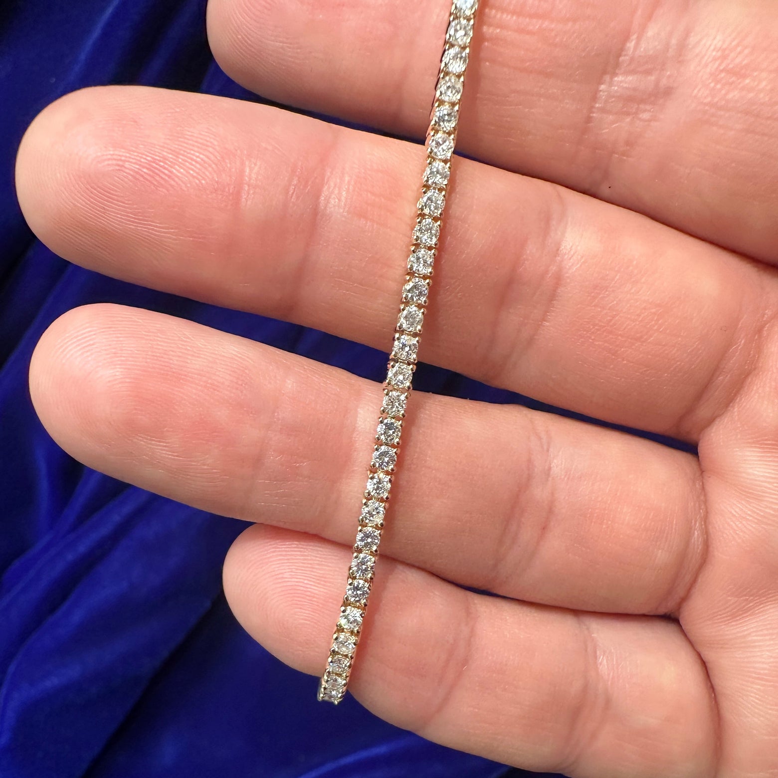 14k Yellow Gold & 1.50ctw 4-prongs-set 2mm Round G/VS Natural Diamonds 6.5" Tennis Bracelet