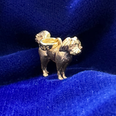 14k Yellow Gold Full body Pet Dog Miniature Custom Pendant Charm side view