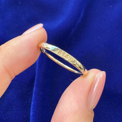 14k Yellow Gold 814 engraved Slim Signet Ring, size 9.25