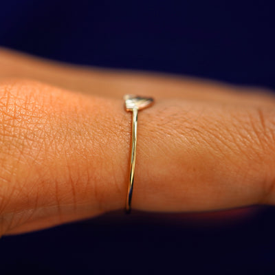 Side view of a Rainbow Ring on a model's finger