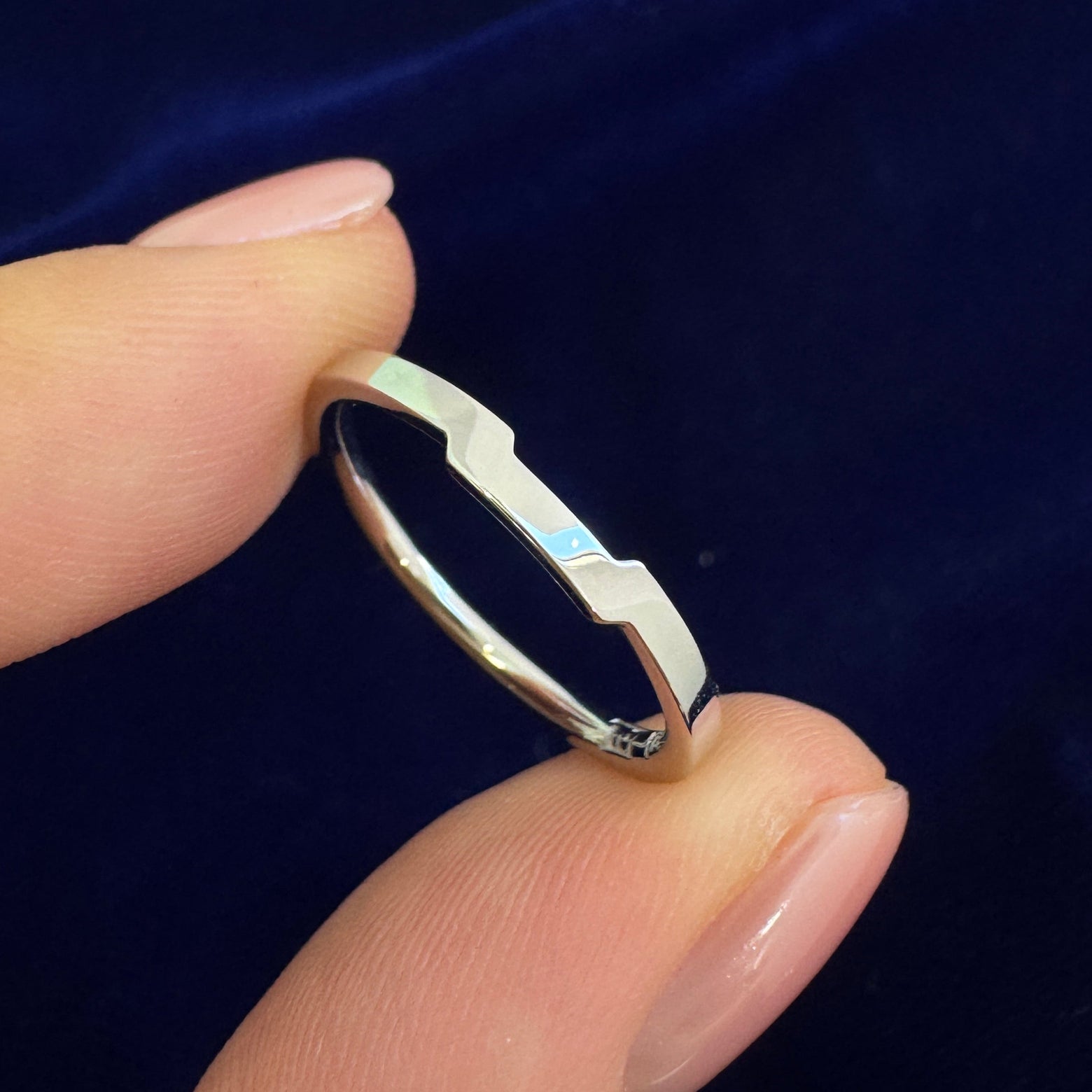 14k White Gold 1.7mm Industrial Band Nesting Ring, size 5.5