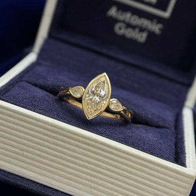 14k White and Yellow Gold Lab Diamonds Matching Couple Rings , size 4.5 and 6.5