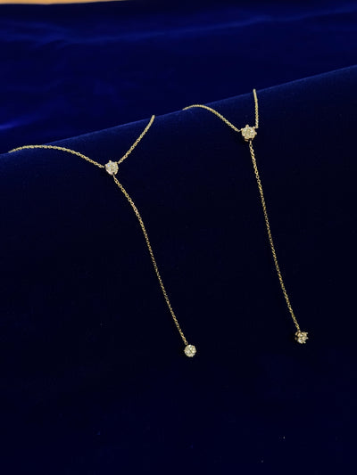 14k Yellow Gold Prongs-set Customers Diamonds on 14 and 3 Inches Lariat Custom Necklace