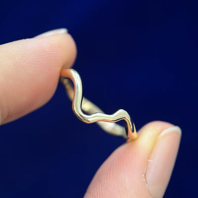 14k Yellow Gold Thin Liquid Band Stacking with Custom Ring, size 6.5