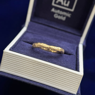14k Yellow Gold 3.5mm Organic Matte Liquid Band Engraved inside, Custom Ring, size 7.5