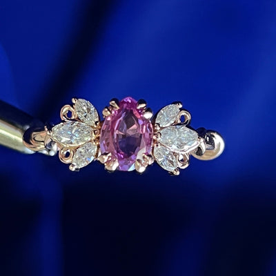 pear pink sapphire and marquise diamonds ring