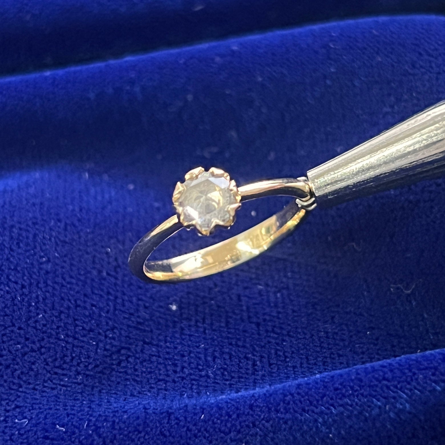 14k Champagne Gold 0.72ct Salt-and-Pepper Diamond Petal Custom Ring, size 6.75