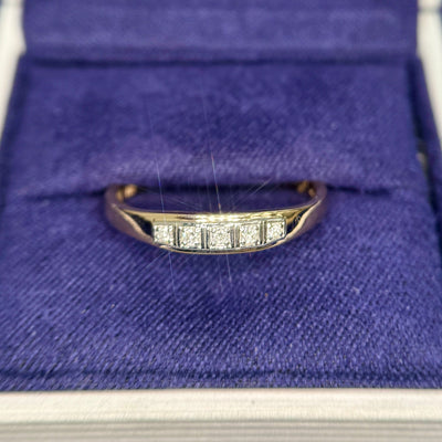14k Yellow Gold and 950 Platinum with 5pc Small Round Lab Diamonds Vintage Custom Ring, size 8.5
