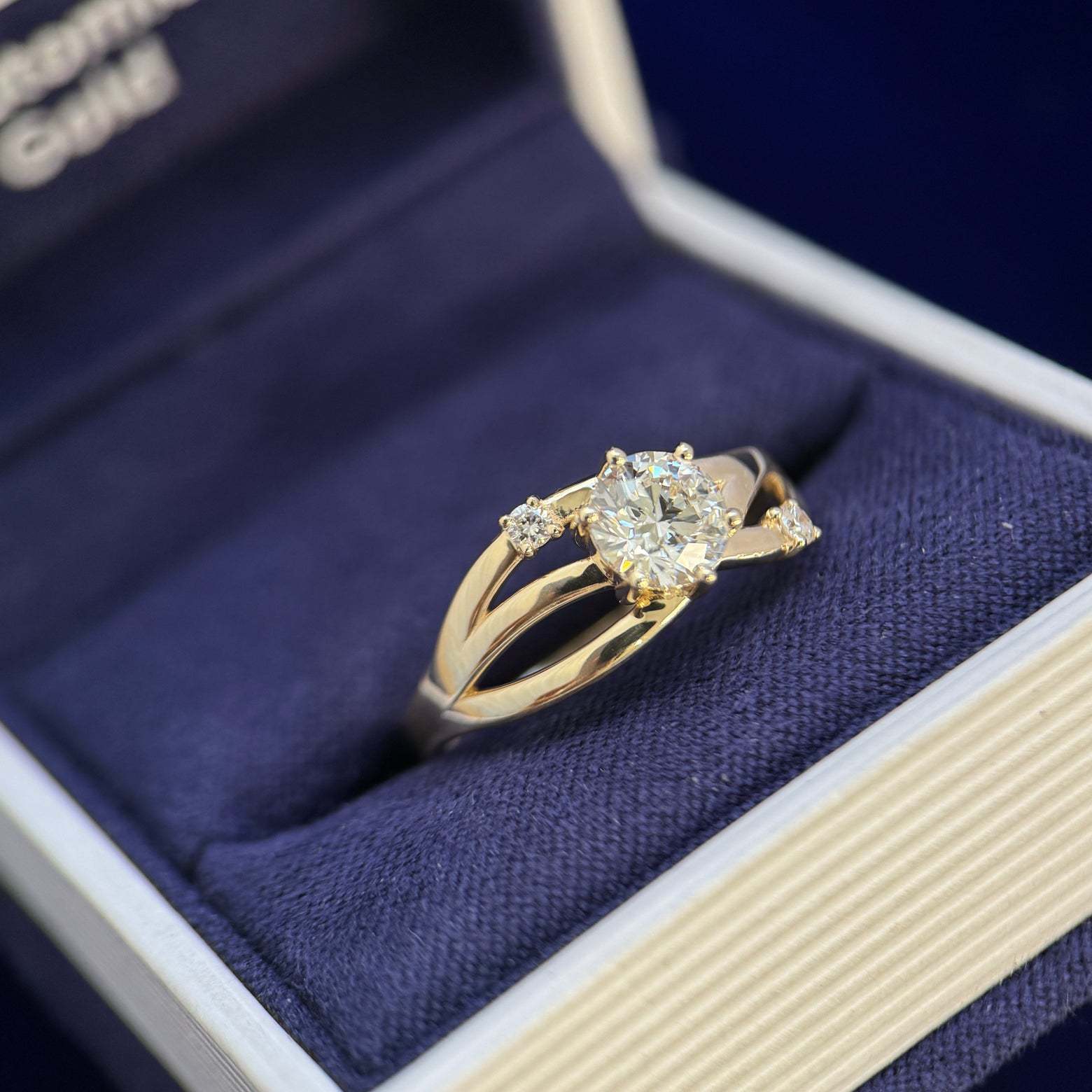 14k Yellow Gold 1ctw 2pc Round Lab Diamonds Bypass Custom Ring, Size 8