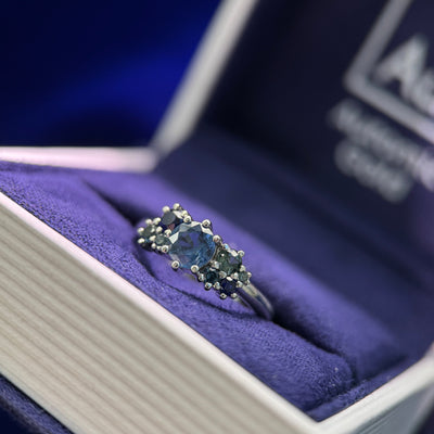 950 Platinum and 1.03ct Round Sapphires Cluster Custom Ring, size 4.5