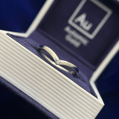 950 Platinum Pave-set Small Diamond on 2mm Mix Chevron Band Stacking with Ring, Size 8