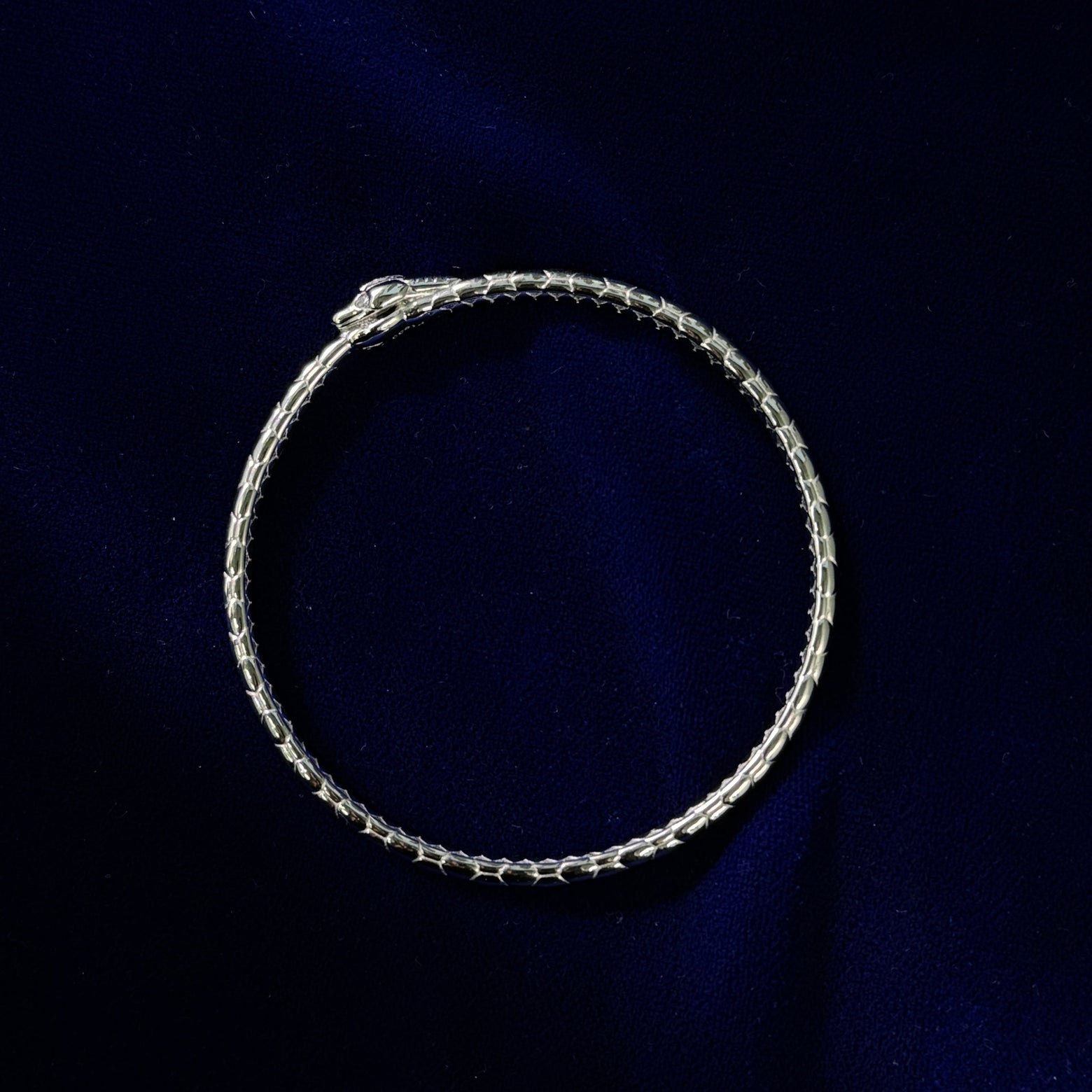 950 Platinum Snake with Customer's 2pc Diamonds Eye Snake Ouroboros Solid Bangle, ~37 gram 