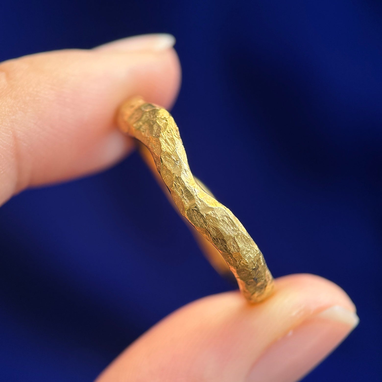 24k Yellow Gold Liquid Band with Organic Finish Custom Ring, 6 grams, Size 11.5