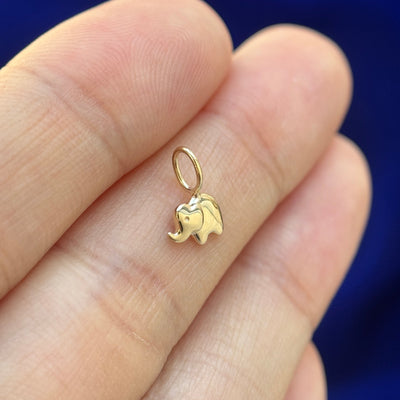 14k Yellow Gold Tiny Elephant Custom Charm 
